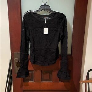 Free People Black Lace Women's Top